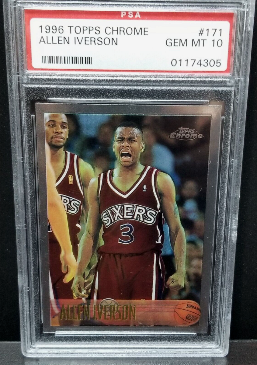 Allen Iverson 1996 Topps Chrome Rookie Gem Mint PSA 10 NBA 76ers