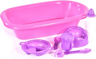 8-teiliges Baby Puppe Bad und Flasche Spielzeug Zubehör Set Kinder Mädchen Spielzeug vorgeben zu spielen