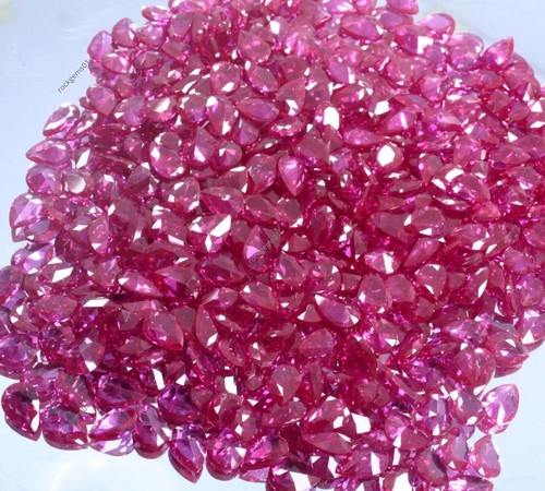20 pcs Natural Red Ruby Gemstone Certified Mogok Pear Shape 7 x 5 MM Lot - Picture 2 of 5