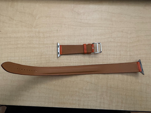 Hermes Double Tour Fauve Barenia Orange Apple Watch Band 38/40/42mm - Zdjęcie 2 z 4