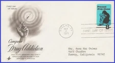 USA5 #1438 ADDR PCS ARTCRAFT FDC   Prevent Drug Abuse