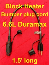 Bumper Plug Cord 6.6 L Duramax Engine Heater Cord 1.5' long! 2019+ Chevy GMC