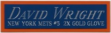 DAVID WRIGHT NY METS NAMEPLATE FOR AUTOGRAPHED Signed BASEBALL-JERSEY-BAT-PHOTO