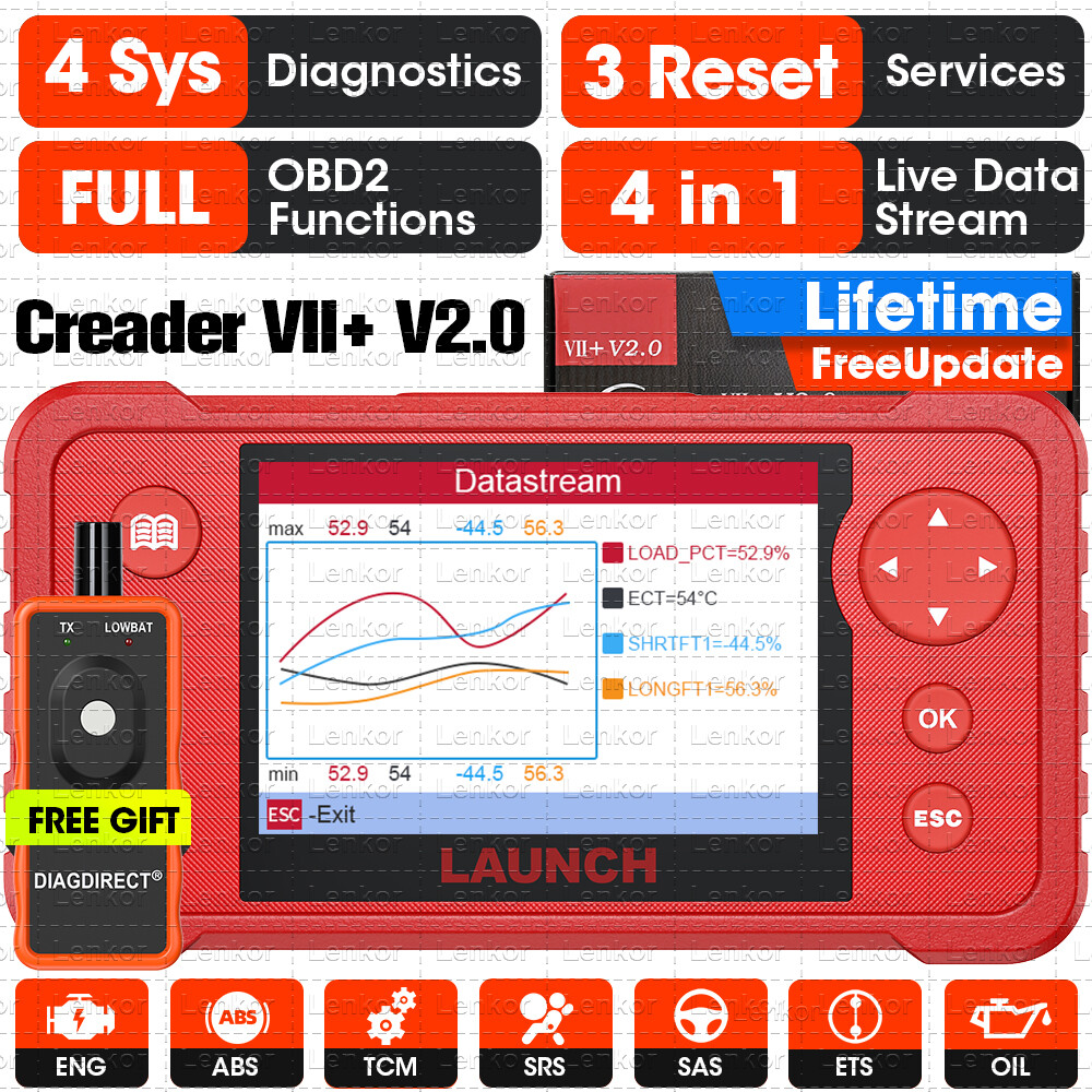 LAUNCH X431 Creader VII+ 7 Plus CRP123 Code Reader OBDII Scanner ABS SRS Engine-image