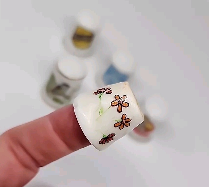 Vintage Porcelain State Thimbles Assorted Lot 5 Japan Campbell Bon Ami