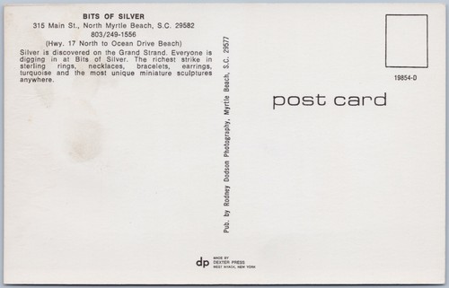 Postal cromada Bits of Silver Jewelers, North Myrtle Beach SC, anterior a 1983 - Imagen 2 de 2