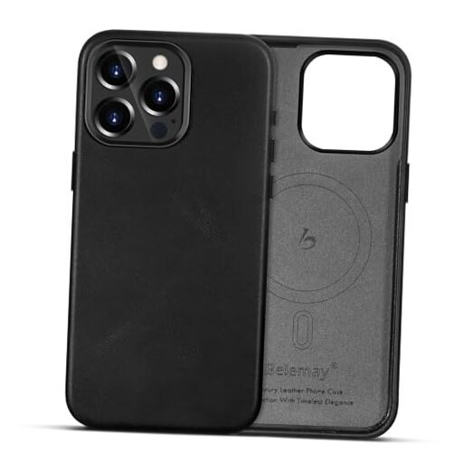 MagSafe-Compatible Full-Grain Leather Case for iPhone 14 Pro in Black