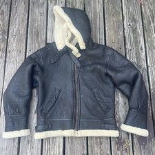 Vintage USAF HEAVY leather G-8 Type flyer hooded Shearling aviator Coat Large