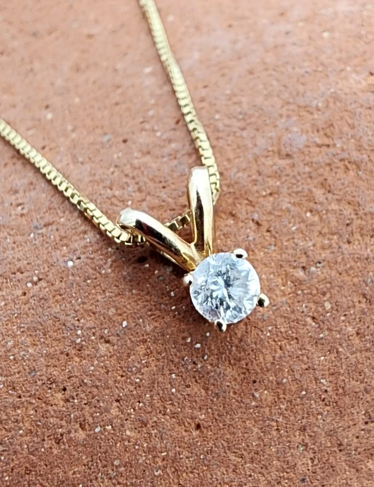 Collar de cadena flotante de diamantes de 0,07 quilates de oro de 14 k,585 con caja de 18" Au 24121 Foto 3 de 4