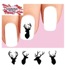 Waterslide Nail Decals Set of 20 - Buck Stag Deer Silhouette Assorted