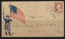 US 1861 ELLSWORTH MAINE DATED AUG 10 1861 CANCEL CIVIL WAR PATRIOTIC COVER TO HA