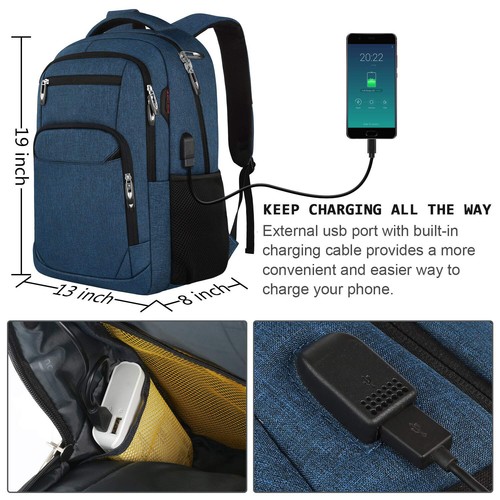 Zaino donna uomo grande antifurto USB laptop zaino impermeabile borsa scuola UK - Foto 25 di 28