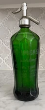 Antique Chrome Green Kauffman Beverage Co Soda Spray Seltzer Siphon Bottle 1900s