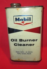 VTG 1 PINT Mobil OIL Burner Cleaner Tin Can Gas Oil Service Station Advertising