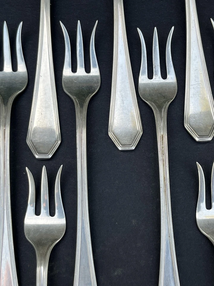 Set 11 c 1910 Antique Sterling Silver Dominick & Haff Queen Anne Cocktail Forks - Image 2 of 4