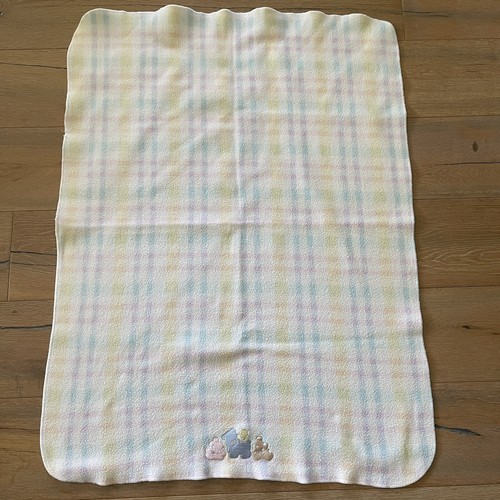 Vtg Geoffrey 1996 ToysRUs Baby Blanket Fleece Pastel Plaid Bears duck dog bunny - Picture 2 of 4