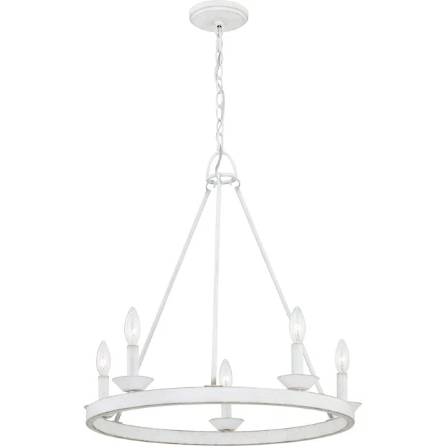 Quoizel Avalina 5 浅白色法国乡村/小屋阻尼评级枝形吊灯 — 第 3/4 张图片