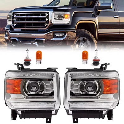 For 2014-2015 GMC Sierra 1500 2015-2019 2500 3500HD Projector Headlights Pair - Image 1 of 4