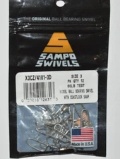 sampo swivels ball bearing swivel coastlock snap size 3 60lb nickel
