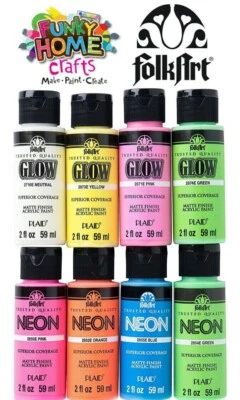 ** CLEARANCE ** FolkArt GLOW IN THE DARK & NEON Acrylic paint 2oz 59ml