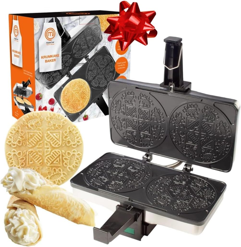 Masterchef Krumkake Baker-Make 2 Homemade Pizzelle like Cookies, Great for Canno