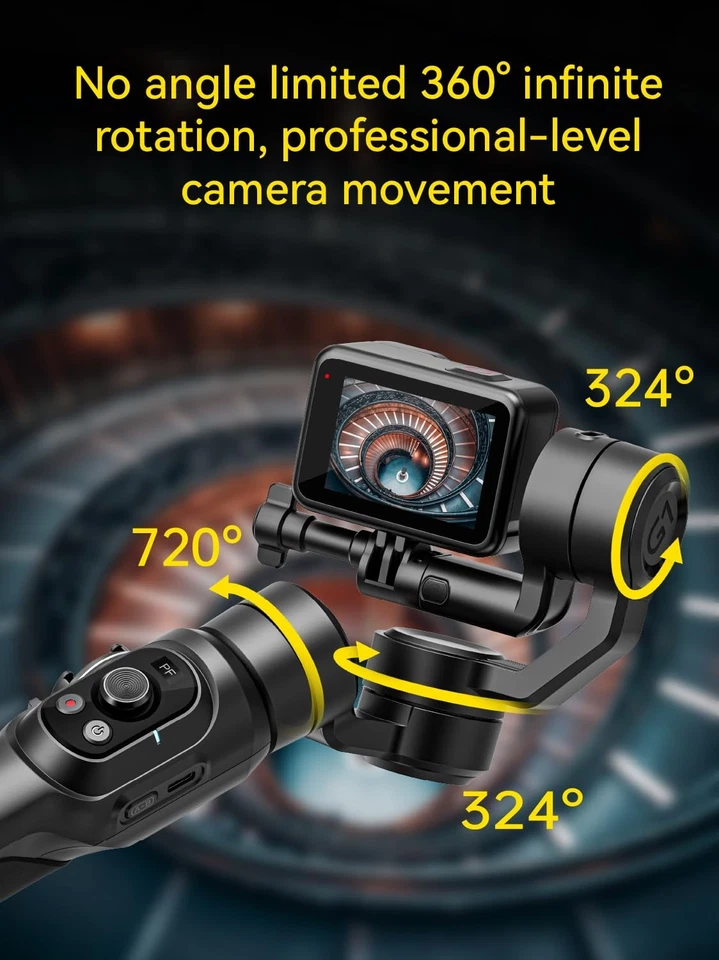 AOCHUAN Gimbal Stabilizer for Go Pro, Handheld Gimbal with 360° Rotation for ... - Image 3 of 4