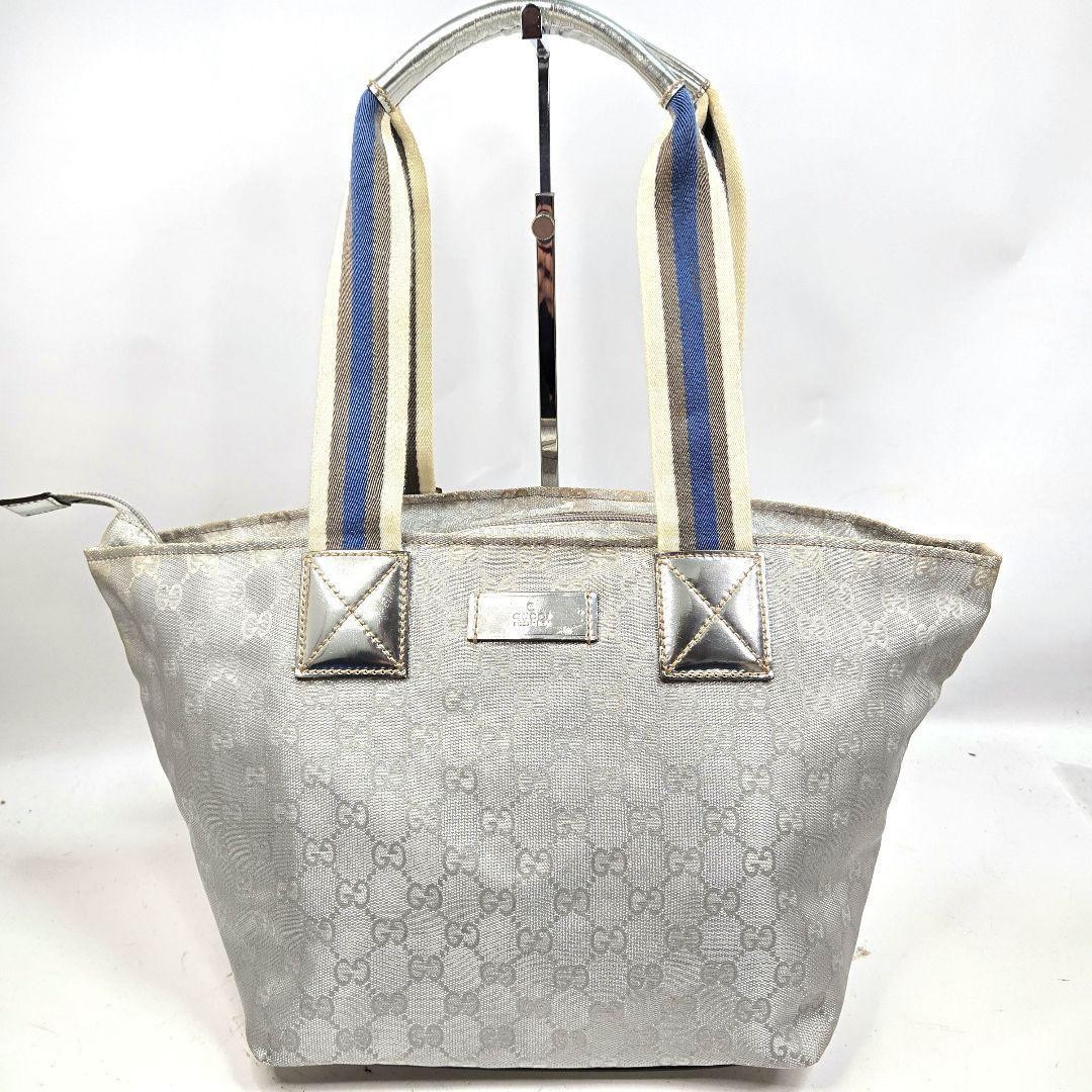 Gucci GG Canvas Sherry Tote Bag with Crystal Accents Luxury Handbag