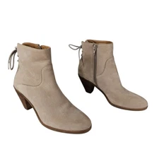 Lucky Brand Ankle Bootie 7M Women Jalie Beige Suede Leather BOHO Coastalcowgirl