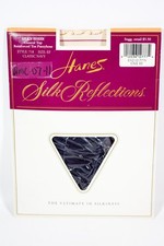 Hanes Silk Reflections Control Top NAVY Size EF Style 718 ReinforceToe Pantyhose