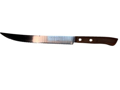 FLINT Stainless Bread Knife Vintage Waverly Edge USA Serrated 8  Wood Handle