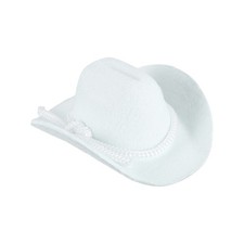 White Mini Cowboy Hats for Crafts Dolls Wedding, 8.5cm x 7.1cm x 4cm