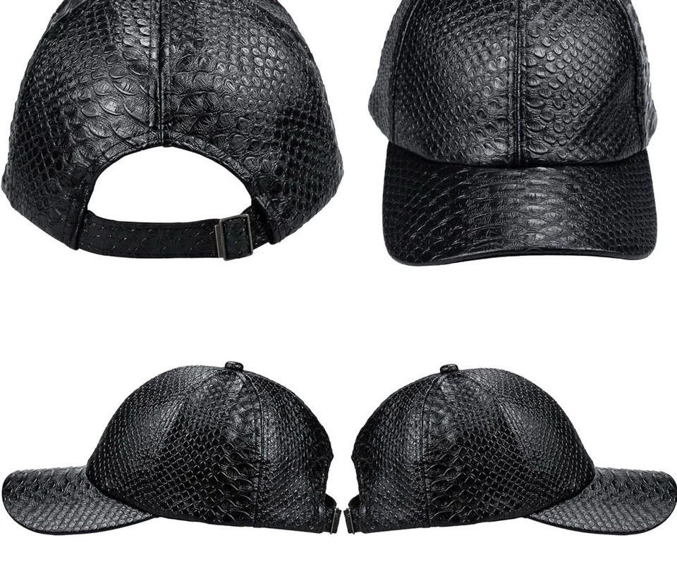 全新 男式 鳄鱼纹 真皮革 棒球帽 可调帽子 夏季帽 — 第 3/4 张图片