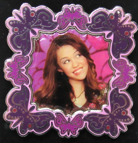 Disney Pin Hannah Montana Photo Butterfly Frame Purple Pink 2008 Miley Cyrus