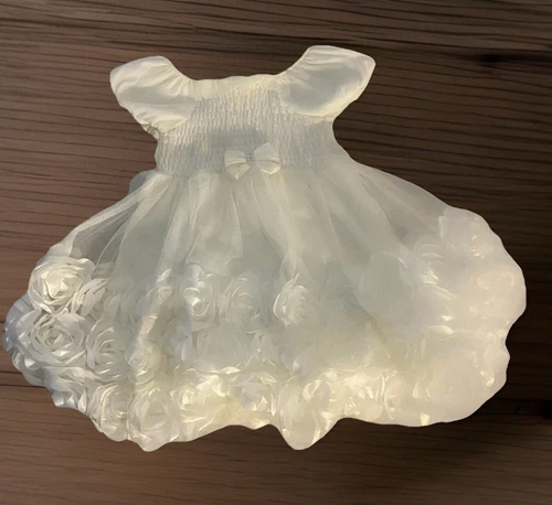 OFF WHITE Abito stile grembiule vintage Nannette bambina bianco sporco rosa tulle taglia 3T