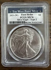 2021 W Silver Eagle 1oz PCGS MS70 First Strike Type 2 West Point Mint