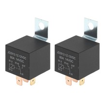 2 PCS 12V 80A 5-Pin Waterproof Auto Relay with Metal Hanging Hole Black