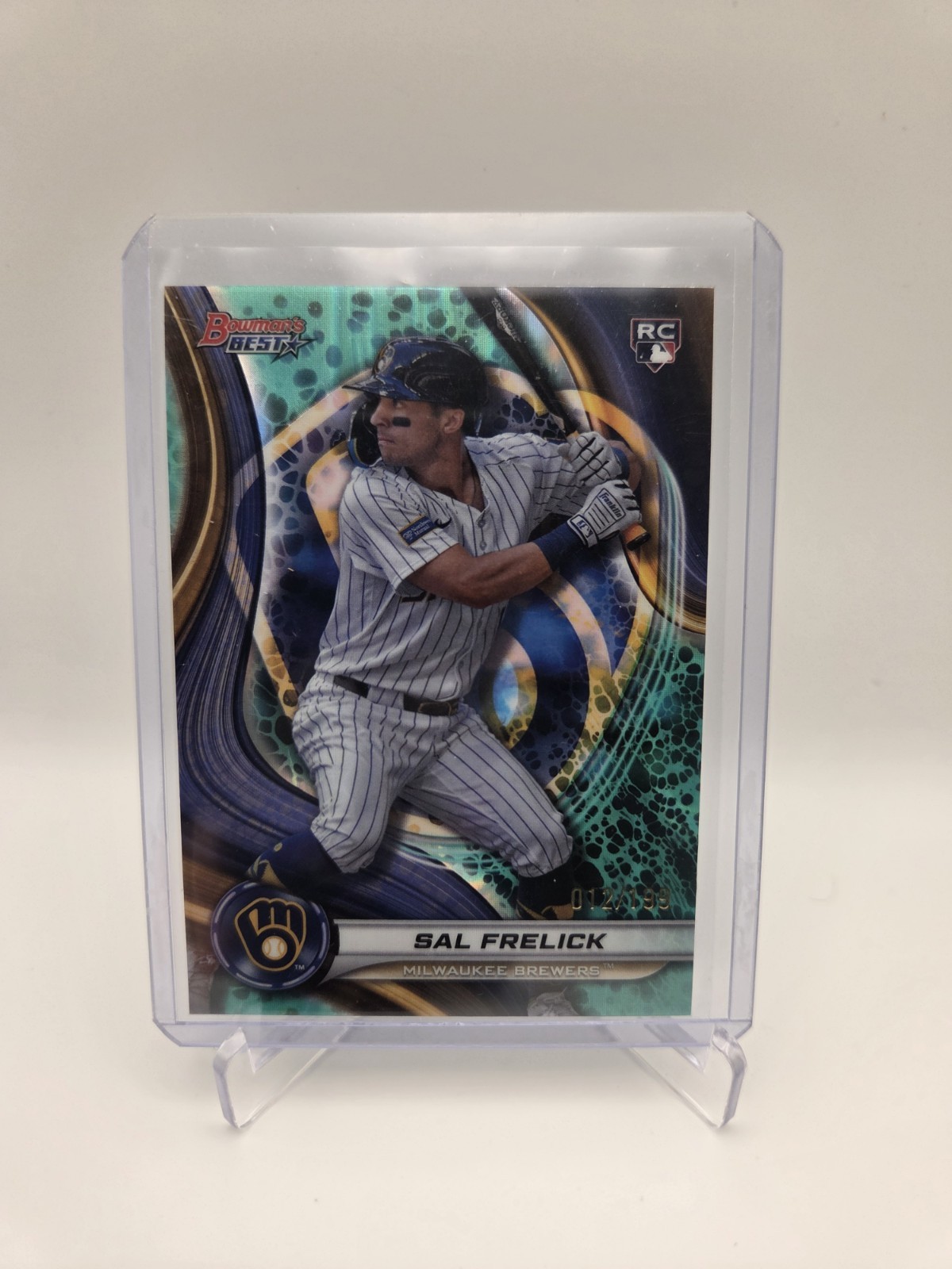 2024 Bowman's Best Sal Frelick #37 Aqua Lava Refractor /199 (RC) Brewers Rookie