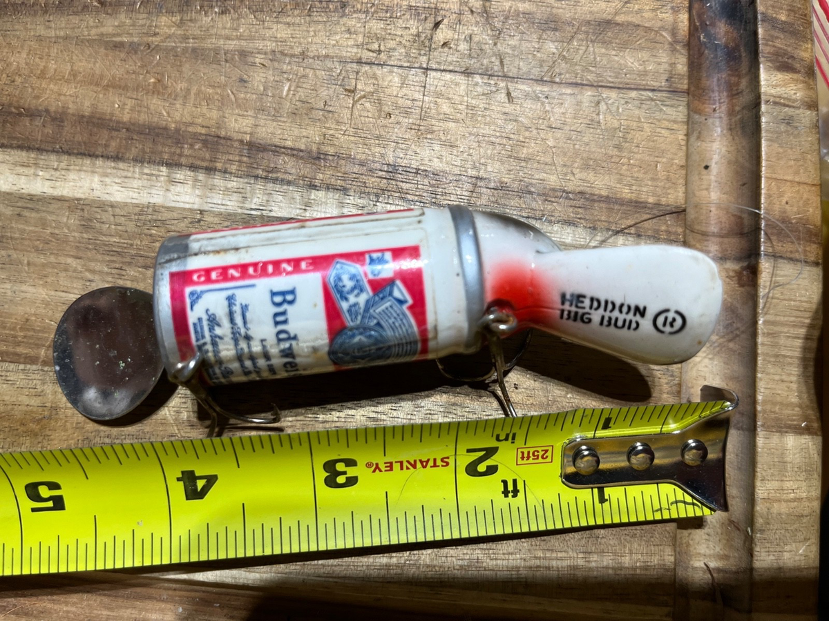 budweiser can fishing lure Vintage Heddon Big Bud Budweiser Beer Can Fishing Lure Vintage (26912)