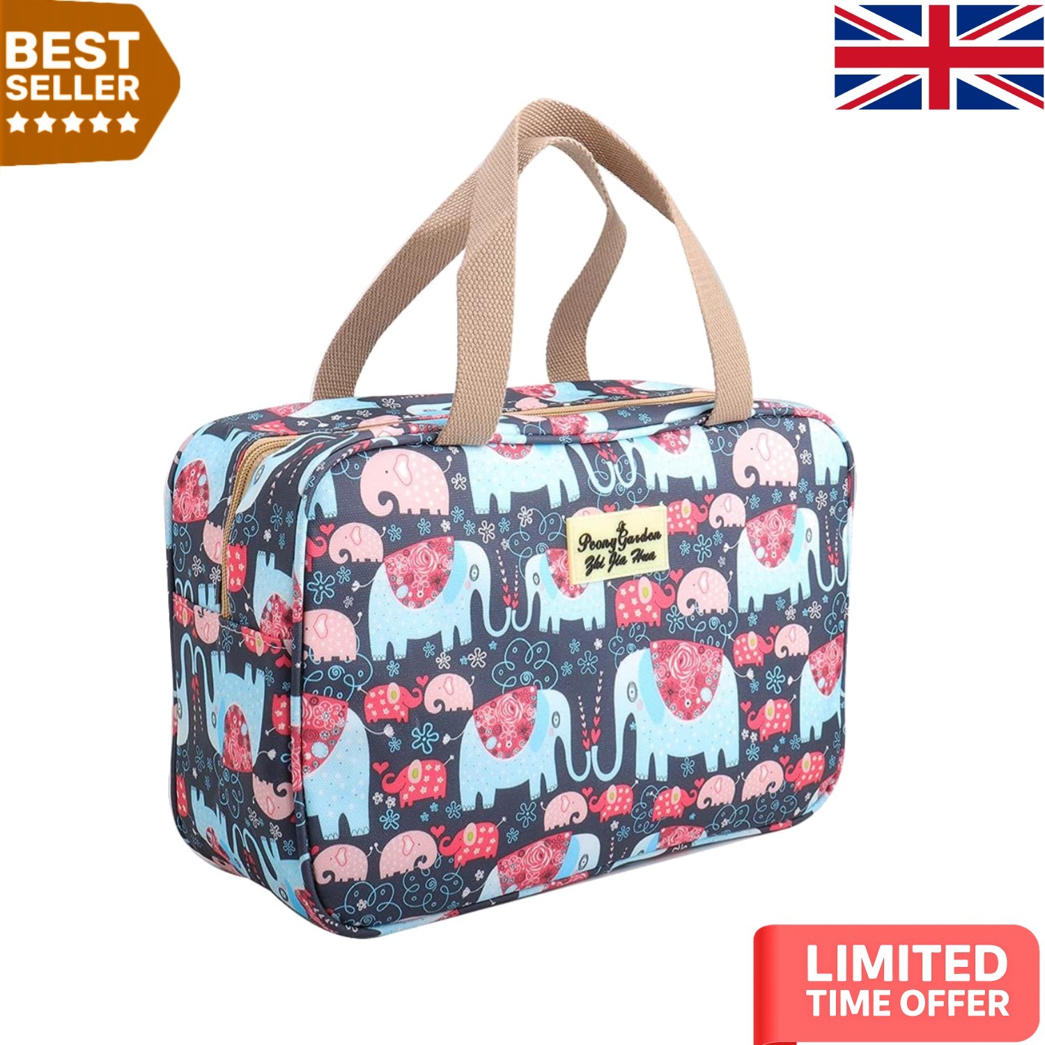 Elegant Blue Elephant Portable Cosmetic Bag - Ideal for Travel & Everyday Use