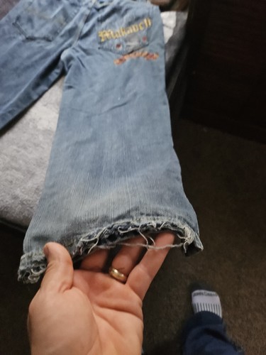 Makaveli Branded Tupac Embroidered Pocket Hip Hop Vintage Denim Jeans Size 34x32 - Picture 14 of 19