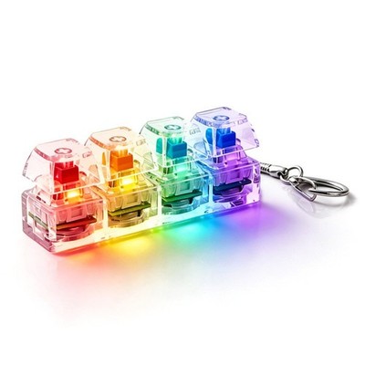 Silent RGB Keyboard Fidget Toy 4 Button Keychain LED Lights for Quiet Use