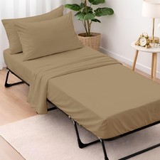 4 Piece Cot Sheets Set 30" X 75" with 6 Inch Deep Pocket Taupe Solid, 100 Eg...