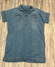 Chaps Denim Lace-Up Shift Dress with Pockets XL