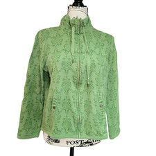 Charter Club Petite 100 Cotton Green Zip Up Jacket - Size Medium