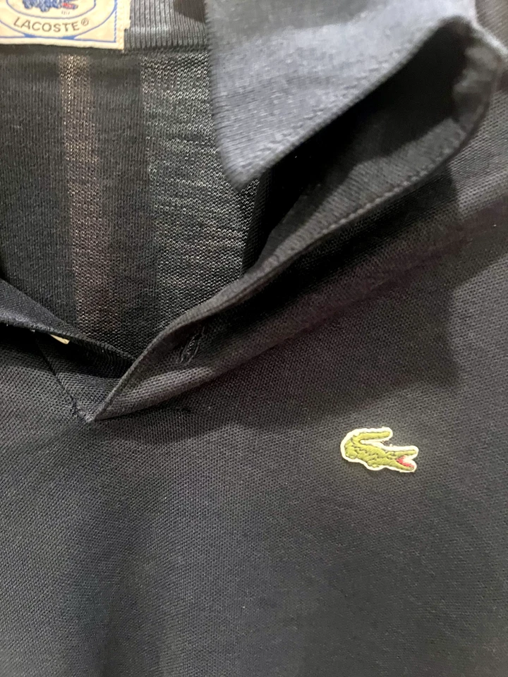 Camisa polo vintage Izod Lacoste para hombre pequeña manga larga color azul marino Foto 4 de 4