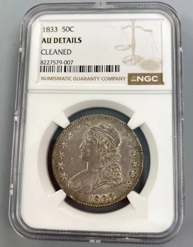 1833 US Bust Silver 50c NGC AU DETAILS CLEANED L21978