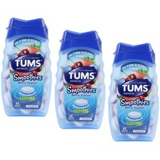 3 Pack Tums Smoothies Extra Strength 750 Antacid Berry Fusion 60 Tablets Each