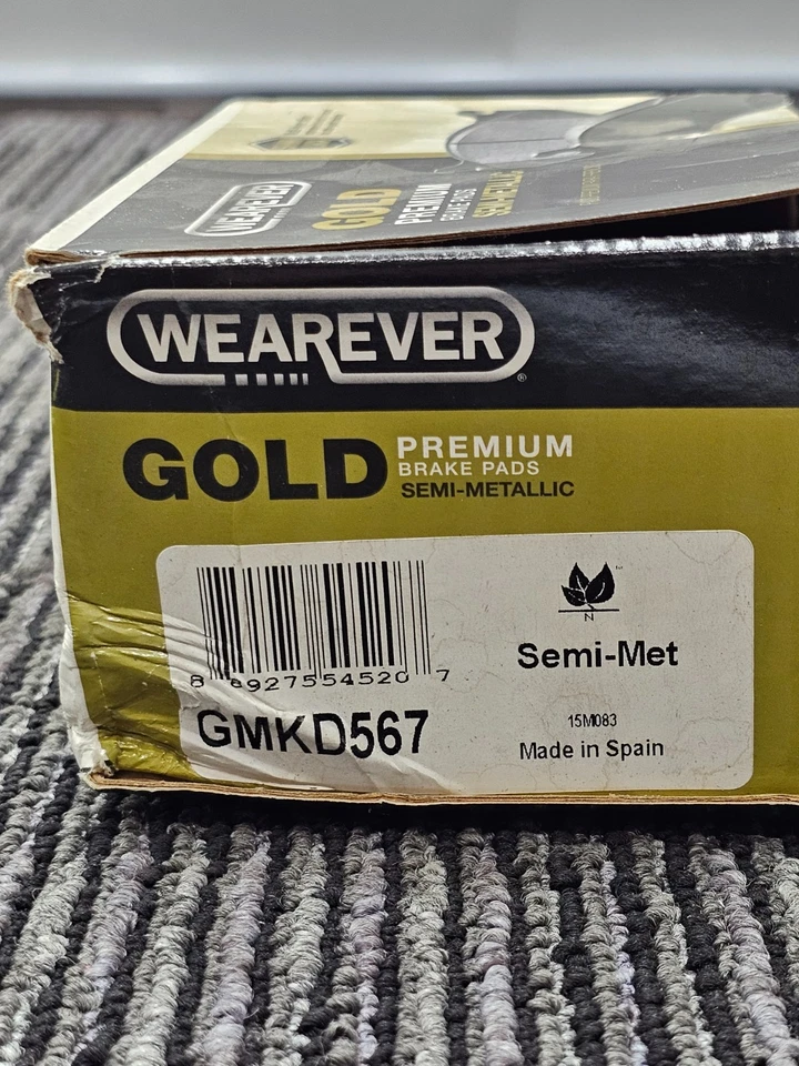 Pastilla de freno semimetálica premium dorada GMKD567 para Mitsubishi Montero 1992-2000 Foto 3 de 4