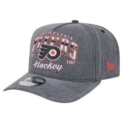 Men's New Era  Charcoal Philadelphia Flyers Throwback Washed A-Frame Pre-Curved