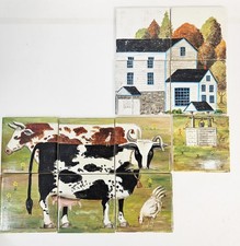 11 Pc Art Cow Farmhouse Countryside Farm Mural Ceramic Backsplash Tile Vintage